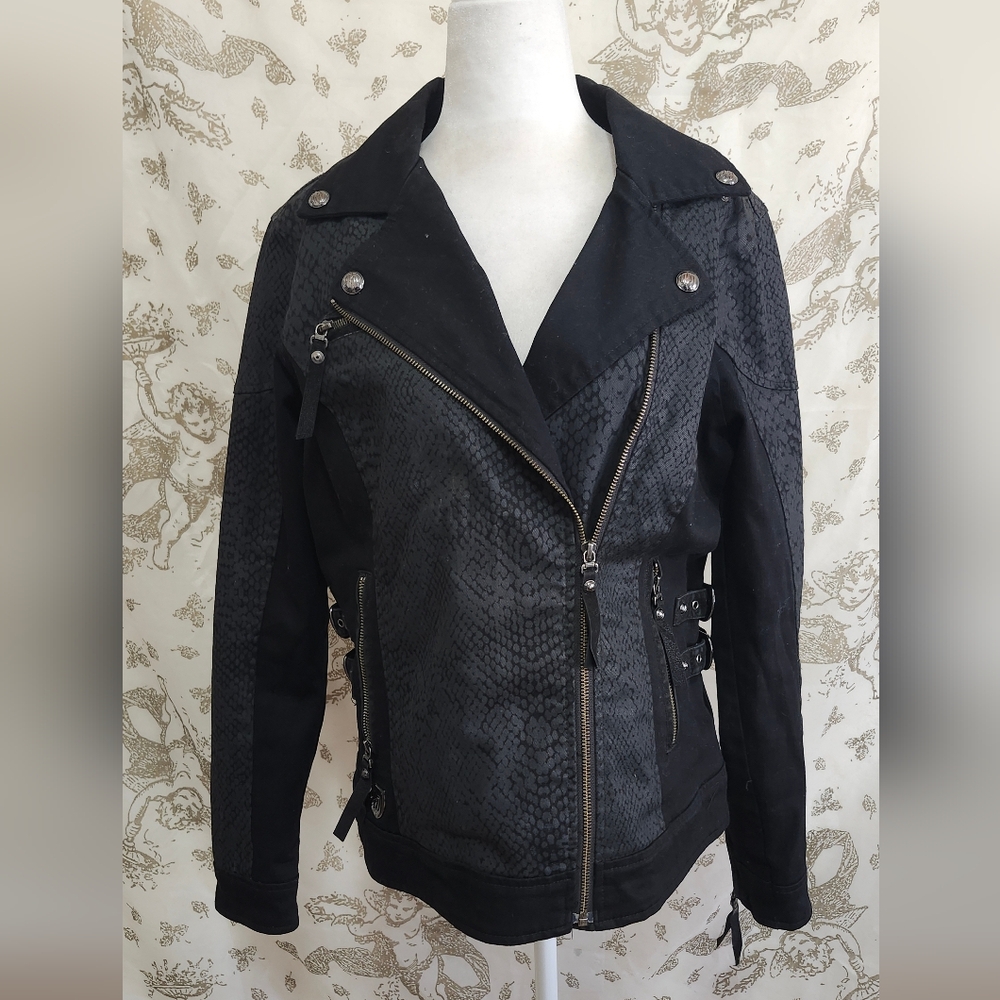 Harley Davidson Black Snake Print Woman’s Biker Jacket